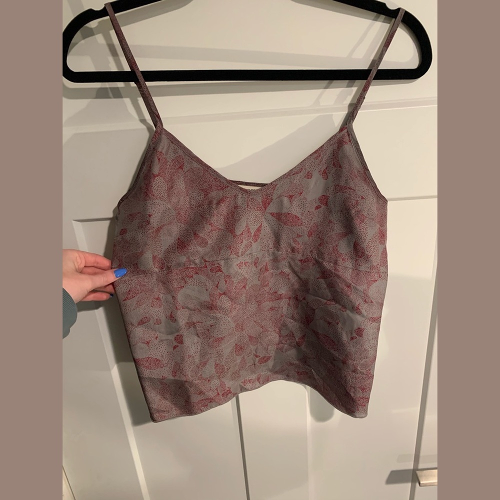 Aritzia Golden by TNA 100% silk dotted abstract floral print camisole